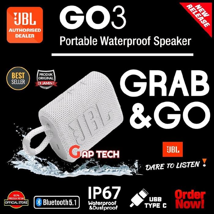 JBL GO 3 (Successor JBL GO 2) Portable Waterproof Bluetooth Speaker Original - White
