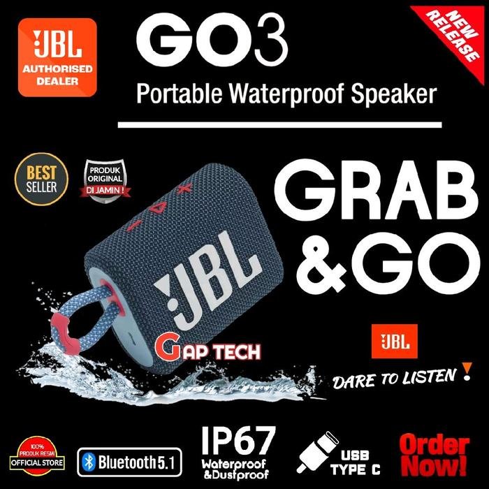 JBL GO 3 (Successor JBL GO 2) Portable Waterproof Bluetooth Speaker Original - Blue Pink