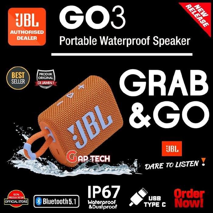 JBL GO 3 (Successor JBL GO 2) Portable Waterproof Bluetooth Speaker Original - Orange