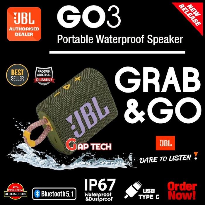 JBL GO 3 (Successor JBL GO 2) Portable Waterproof Bluetooth Speaker Original - Green