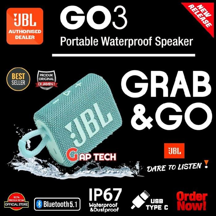 JBL GO 3 (Successor JBL GO 2) Portable Waterproof Bluetooth Speaker Original - Teal