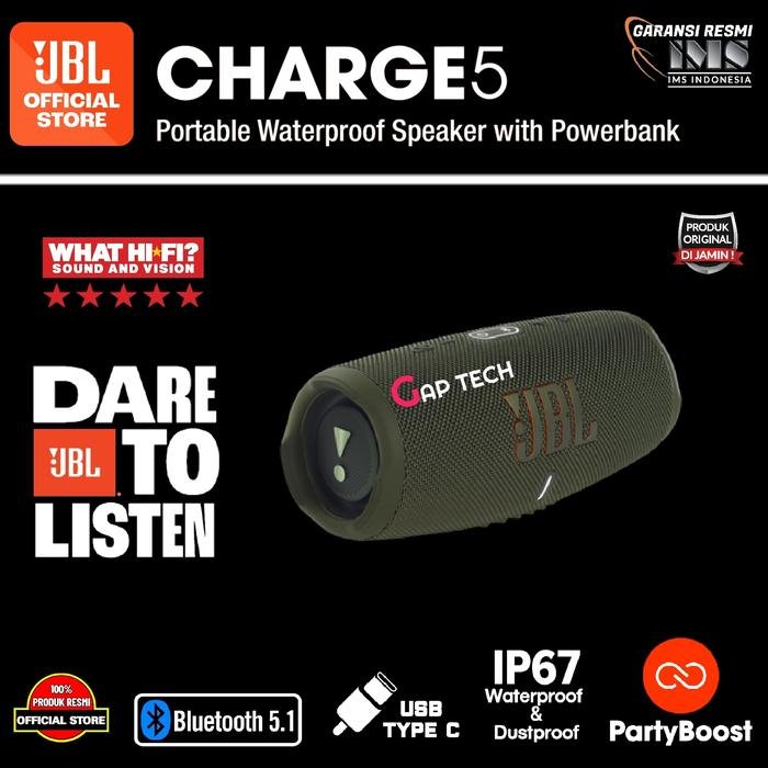 JBL Charge 5 / Charge5 Successor Charge 4 Waterproof Bluetooth Speaker Original - Green