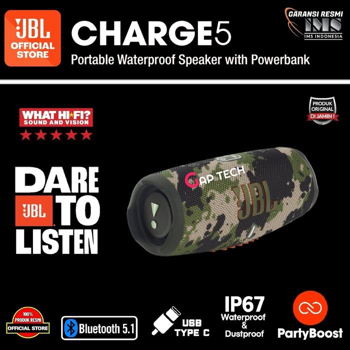 JBL Charge 5 / Charge5 Successor Charge 4 Waterproof Bluetooth Speaker Original - Squad