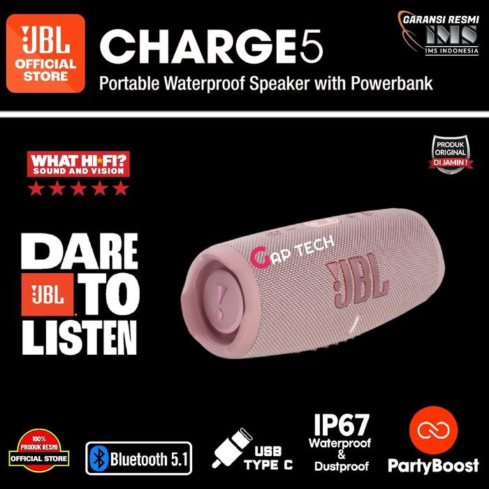 JBL Charge 5 / Charge5 Successor Charge 4 Waterproof Bluetooth Speaker Original - Pink