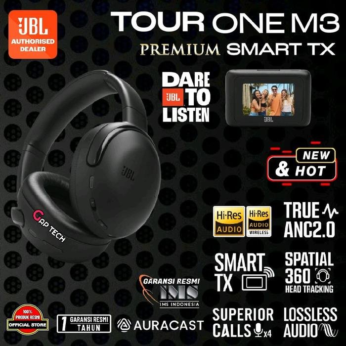 JBL Tour One M3 Smart TX / Mk 3 Hi-Res Over-Ear Noise Cancelling Headphones with JBL Smart Tx Original - Black