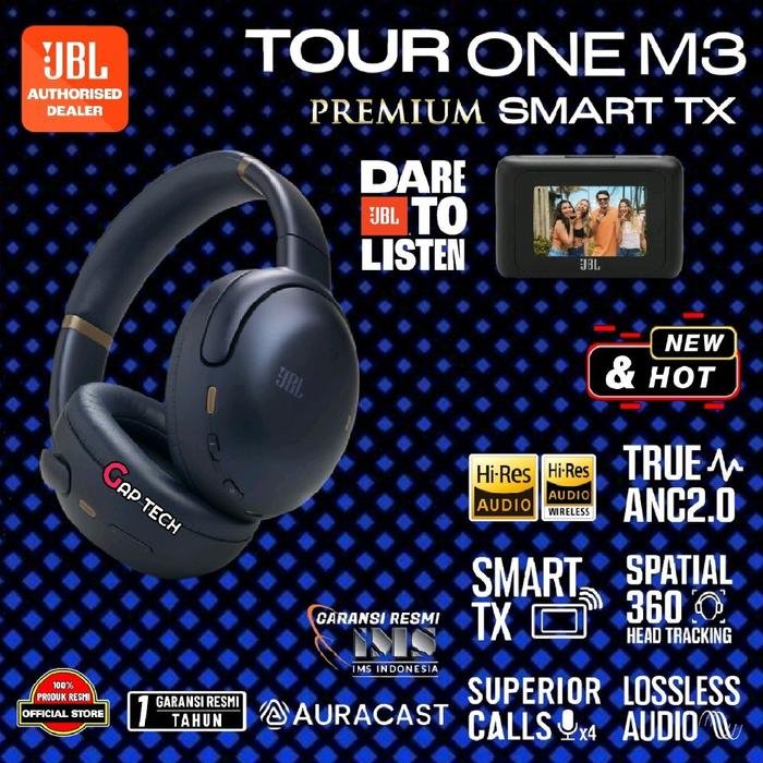 JBL Tour One M3 Smart TX / Mk 3 Hi-Res Over-Ear Noise Cancelling Headphones with JBL Smart Tx Original - Blue