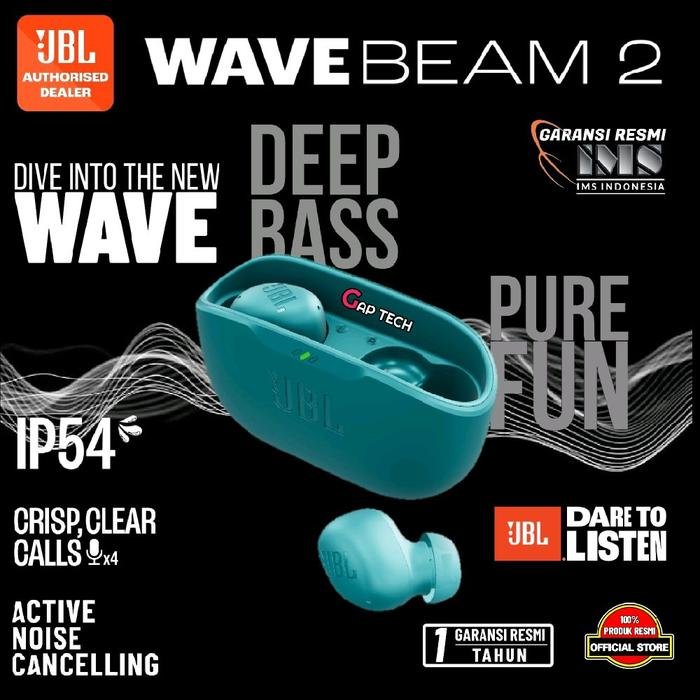 JBL Wave Buds 2 / Wave Buds2 True Wireless Noise Cancelling Earbuds TWS Original - Blue