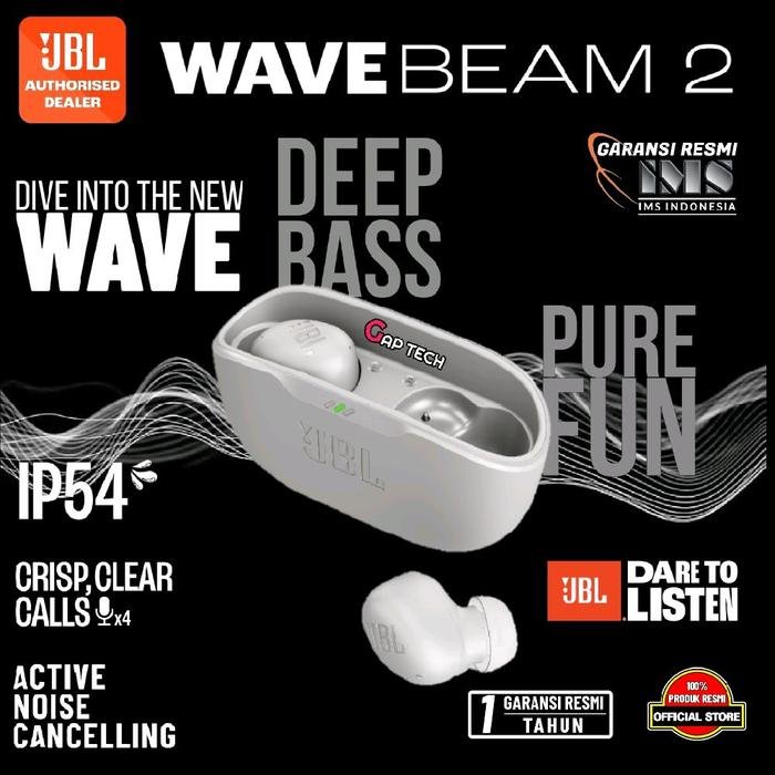JBL Wave Buds 2 / Wave Buds2 True Wireless Noise Cancelling Earbuds TWS Original - White