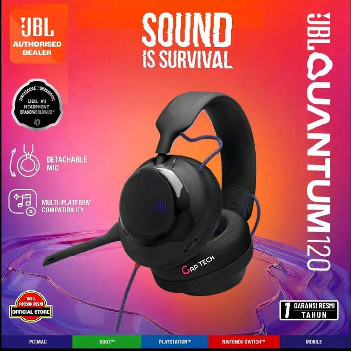 JBL Quantum 120 / Quantum120 Wired Multiplatform Gaming Headset Original - Black