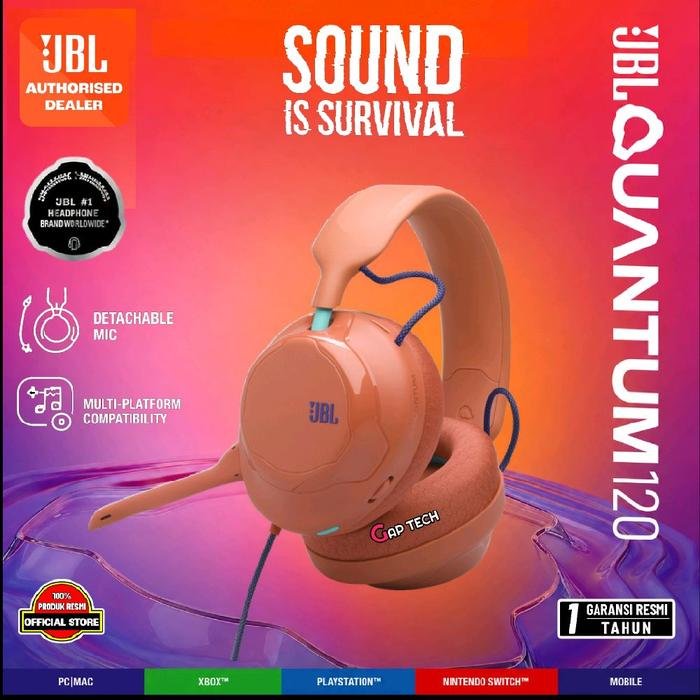 JBL Quantum 120 / Quantum120 Wired Multiplatform Gaming Headset Original - Coral