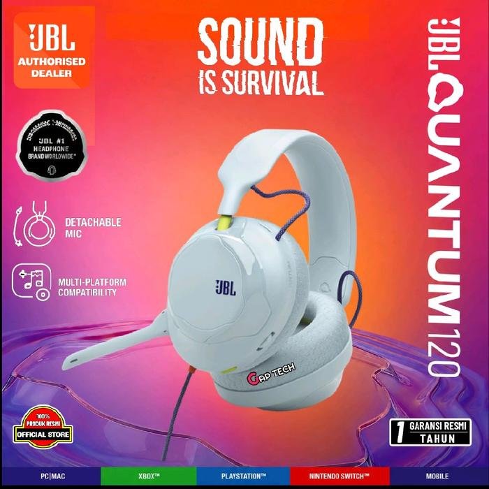 JBL Quantum 120 / Quantum120 Wired Multiplatform Gaming Headset Original - Ice