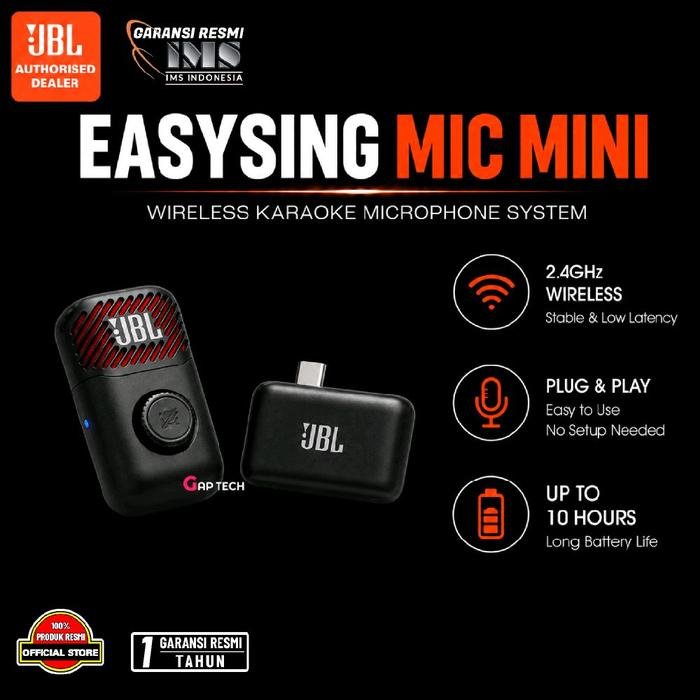 JBL EasySing / Easy Sing Mics Series / EasySing Mic / EasySing Mic Mini / EasySing Mic Mini Duo - Microphone Wireless With Type-C for JBL Speaker Partybox Series Original - MIC MINI