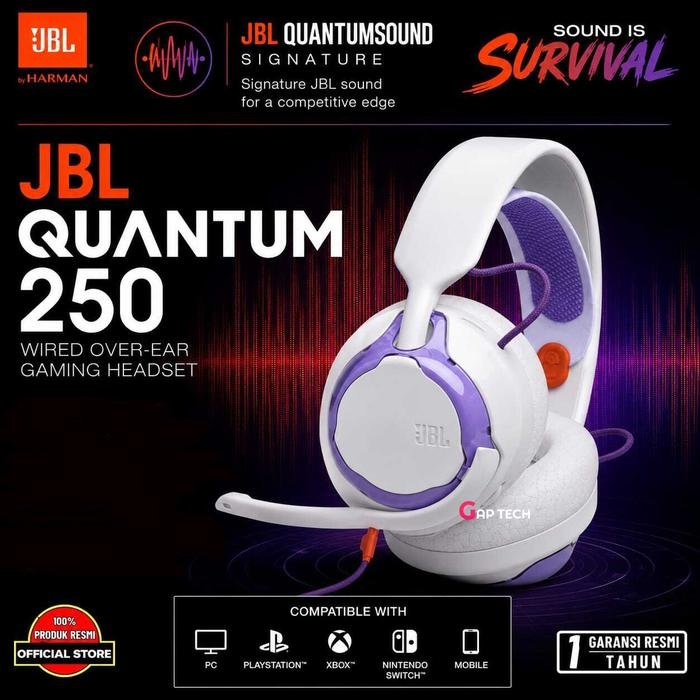 JBL Quantum 250 Wired Multiplatform Gaming Headset Original - White