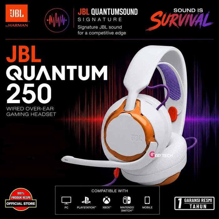 JBL Quantum 250 Wired Multiplatform Gaming Headset Original - Teal