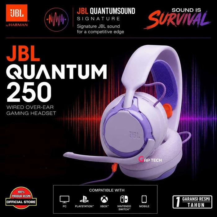 JBL Quantum 250 Wired Multiplatform Gaming Headset Original - Purple
