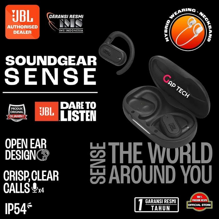 JBL Soundgear Sense True Wireless Hybrid Open-Ear Headphones TWS Original - Black