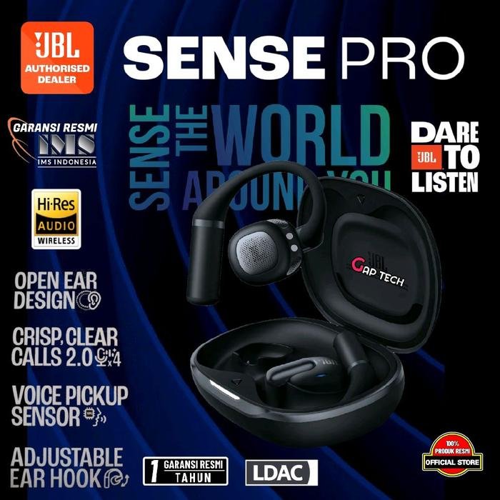 JBL Sense Pro / SensePro True wireless Open Ear Headphones with JBL OpenSound Technology and Ear Hook Design Original - Black