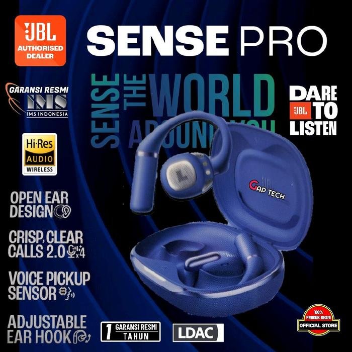 JBL Sense Pro / SensePro True wireless Open Ear Headphones with JBL OpenSound Technology and Ear Hook Design Original - Blue