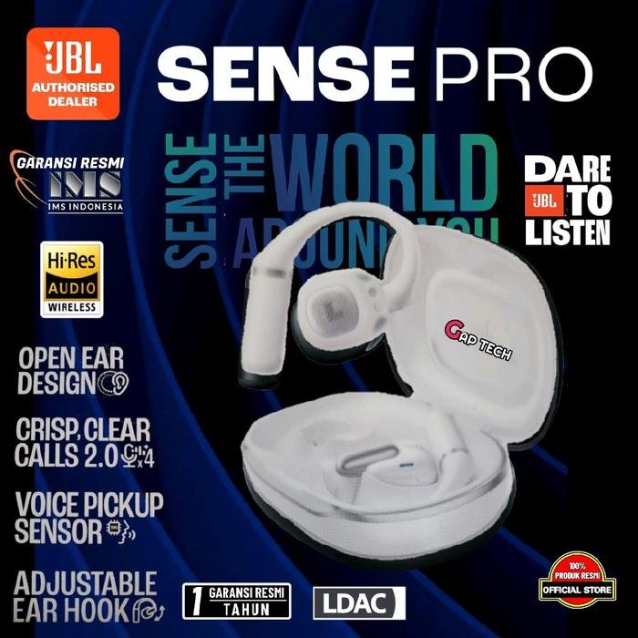 JBL Sense Pro / SensePro True wireless Open Ear Headphones with JBL OpenSound Technology and Ear Hook Design Original - White