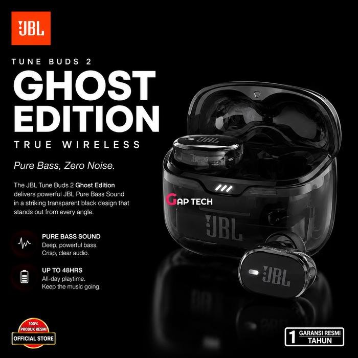 JBL Tune Buds 2 (Ghost Edition) True Wireless Bluetooth TWS Earbuds Earphones Original - Black