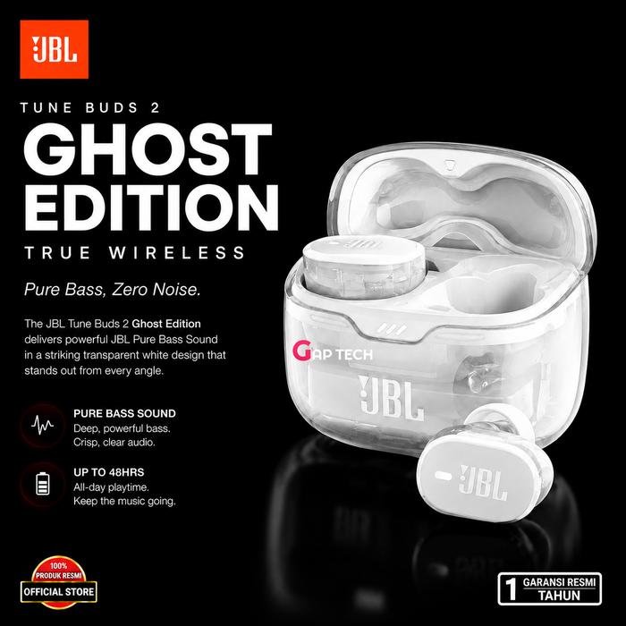 JBL Tune Buds 2 (Ghost Edition) True Wireless Bluetooth TWS Earbuds Earphones Original - White