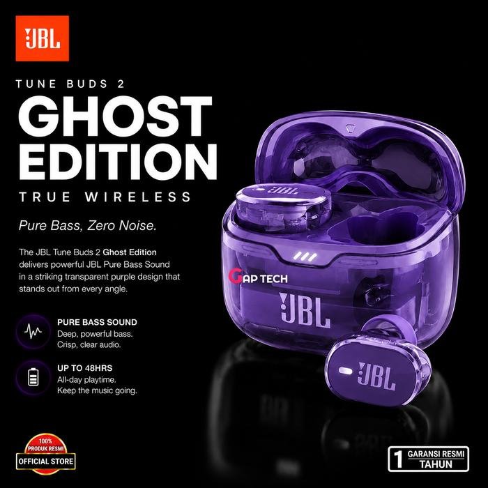 JBL Tune Buds 2 (Ghost Edition) True Wireless Bluetooth TWS Earbuds Earphones Original - Purple