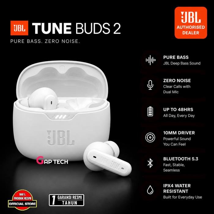 JBL Tune Buds 2 True Wireless Bluetooth TWS Earbuds Earphones Original - White
