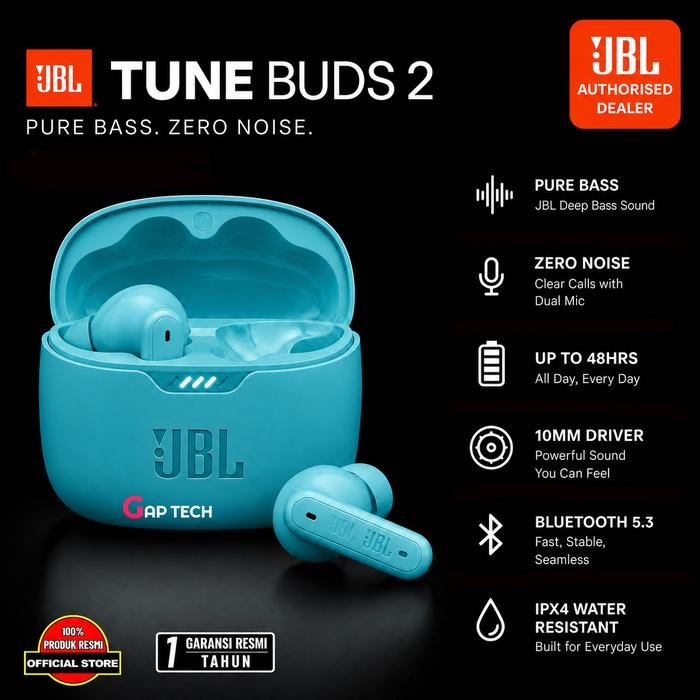 JBL Tune Buds 2 True Wireless Bluetooth TWS Earbuds Earphones Original - Turquisse
