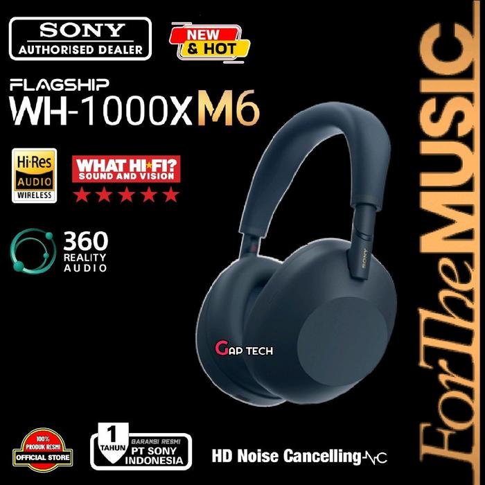 Sony WH 1000XM6 / WH-1000XM6 / WH1000XM6 / WH 1000X M6 Premium Wireless Adaptive Noise Canceling Headphone Original - MIDNIGHT BLUE