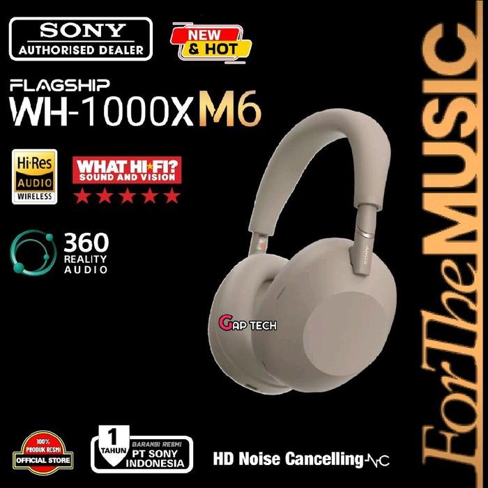 Sony WH 1000XM6 / WH-1000XM6 / WH1000XM6 / WH 1000X M6 Premium Wireless Adaptive Noise Canceling Headphone Original - SANDSTONE