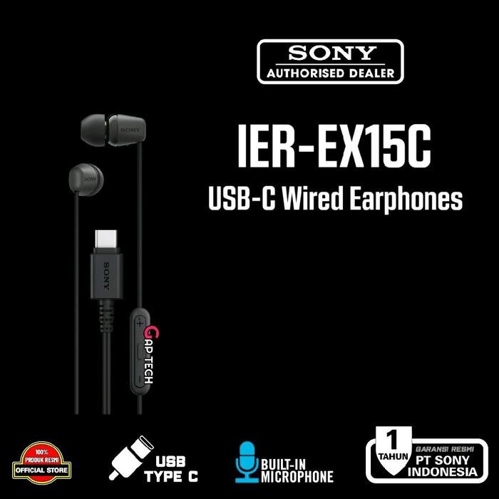 Sony IER-EX15C / IER EX15C / EX 15 C - In-Ear Eaphones with USB-C / Earphone Original - Black