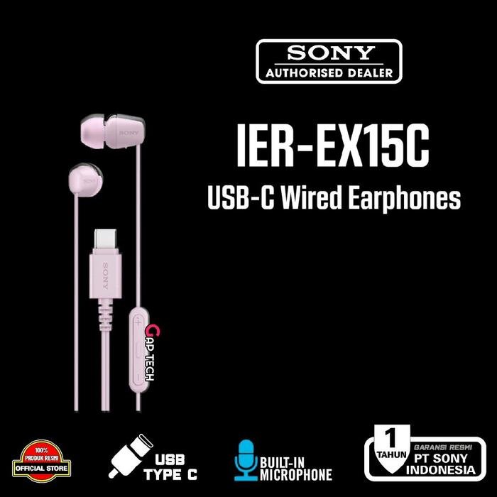 Sony IER-EX15C / IER EX15C / EX 15 C - In-Ear Eaphones with USB-C / Earphone Original - Pink