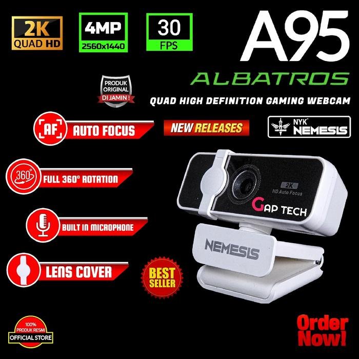 NYK ALBATROS A95 / A 95 / A-95 Quad High Definition Gaming Webcam Original - White