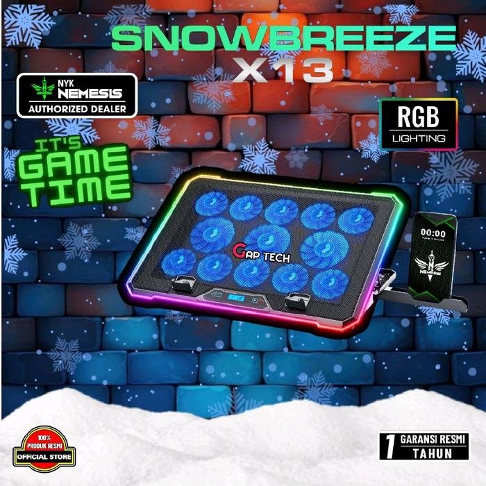 NYK Nemesis SNOWBREEZE X13 / X 13 RGB Ergostand with Digital Display Cooling Pad / CoolingPad Original - Black