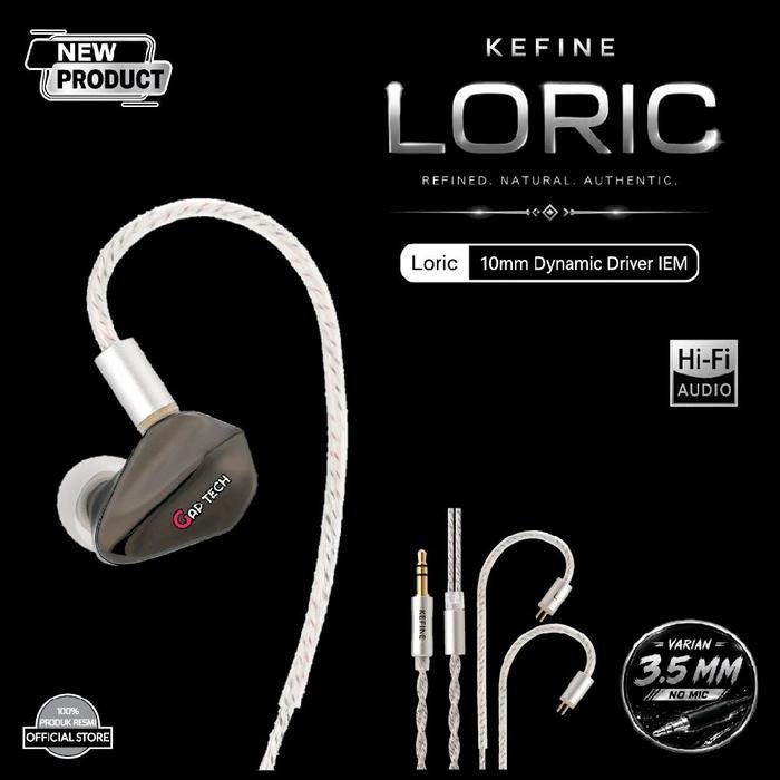 KEFINE Loric 10mm PU + Titanium Composite Diaphragm Dynamic Driver In-Ear Monitor Earphone / IEM Original - BLACK - 3.5MM NO MIC