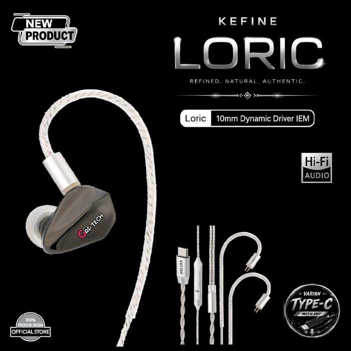 KEFINE Loric 10mm PU + Titanium Composite Diaphragm Dynamic Driver In-Ear Monitor Earphone / IEM Original - BLACK - TYPE C