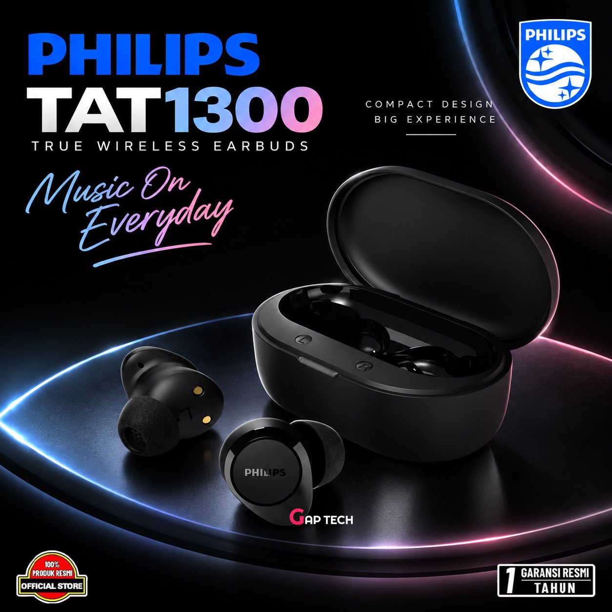 Philips TAT1300 / TAT 1300 True Wireless TWS Original - Black