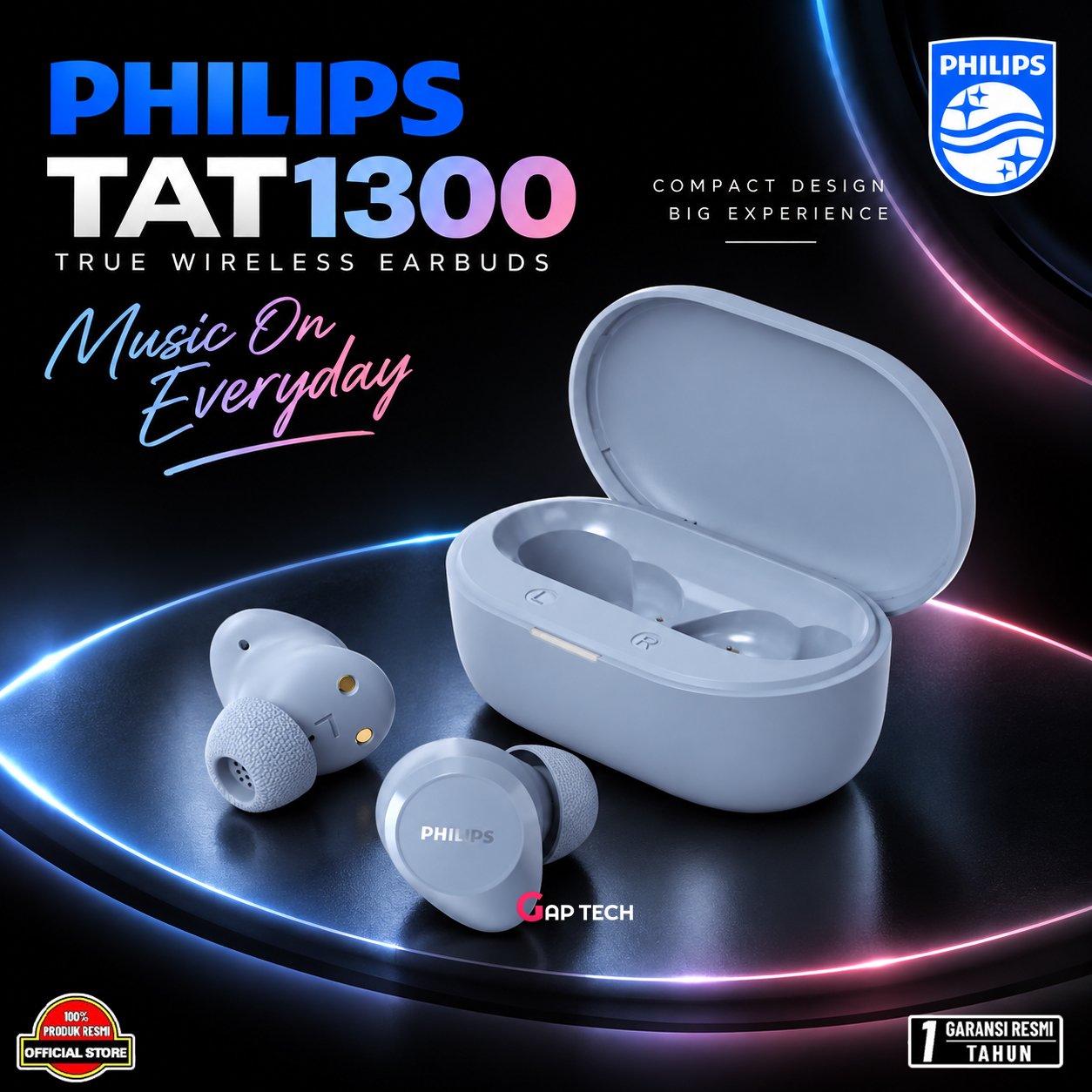 Philips TAT1300 / TAT 1300 True Wireless TWS Original - Light Blue