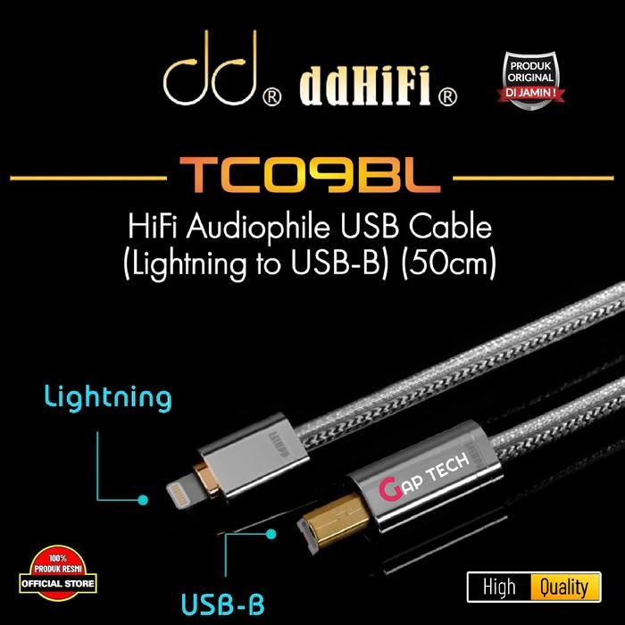 DD DDHIFI TC09BL HiFi Audiophile USB Cable Lightning to USB B Original - 50cm