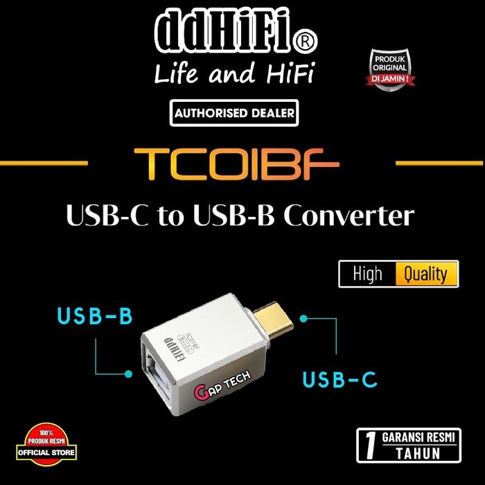 DD DDHIFI TC01B / TC 01B / TC 01 B / TC01BF / TC 01BF / TC 01 BF USB-B to USB-C / USB-C to USB-B Converter Original - TC01BF