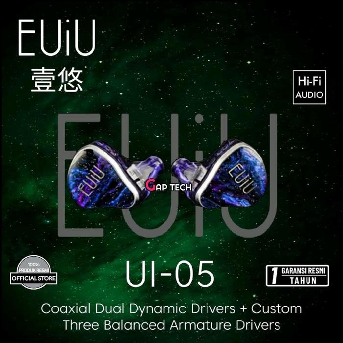 EUiU UI-05 / UI 05 / UI05 Coaxial 2 Dynamic Driver + 3 Balanced Armature Driver Hybrid In Ear Monitor Earphone / IEM Original - Purple