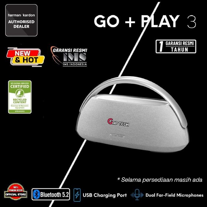 Harman Kardon Go + Play 3 / Go+Play 3 / Go Play 3 High Fidelity Portable Bluetooth Speaker Original - Grey