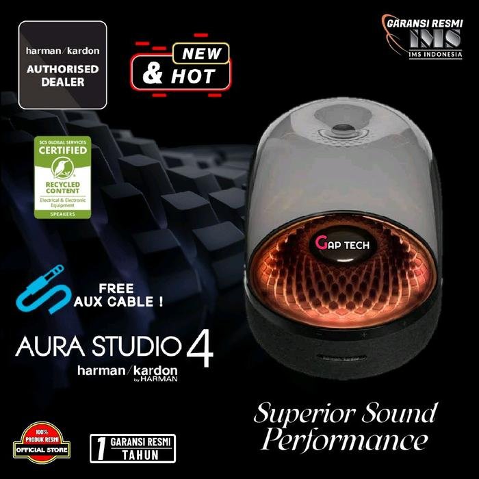Harman Kardon Aura Studio 4 Successor Aura Studio 3 Bluetooth Home Speaker with Superior Sound Performance Speaker Original - Black