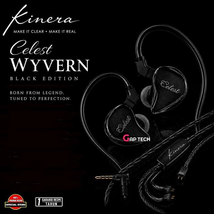 Kinera Celest Wyvern / Wyvern Pro 10mm Dynamic Driver In-Ear Monitor Earphones Original - Black Edition