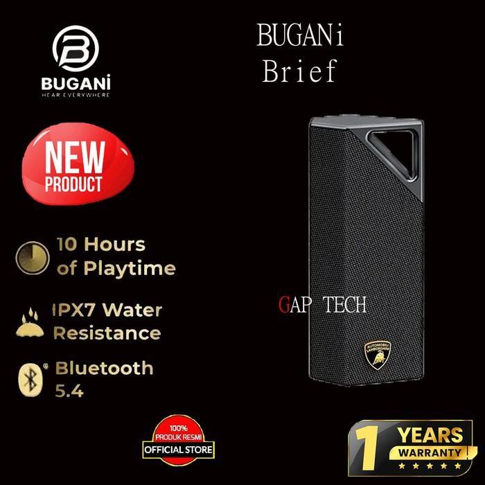 BUGANi Brief Bluetooth Speaker With Powerful Bass and crystal-clear Sound Original - Black Silver