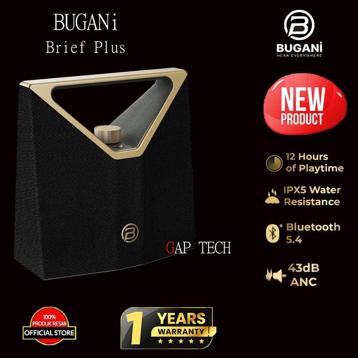 BUGANi Brief Plus Portable Bluetooth Speaker with Advanced Technology BS12304 Original - Black Gold