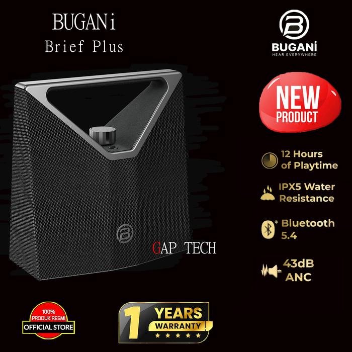 BUGANi Brief Plus Portable Bluetooth Speaker with Advanced Technology BS12304 Original - Black Silver