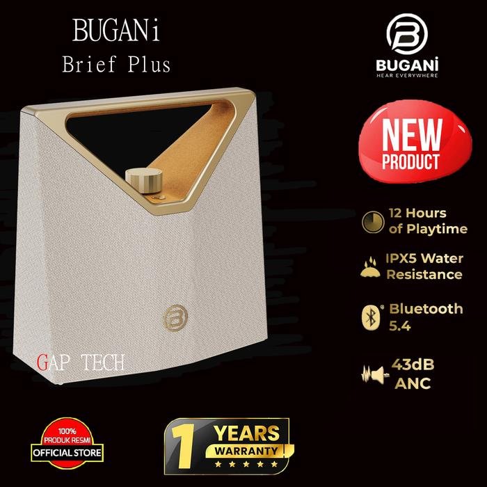 BUGANi Brief Plus Portable Bluetooth Speaker with Advanced Technology BS12304 Original - Champagne
