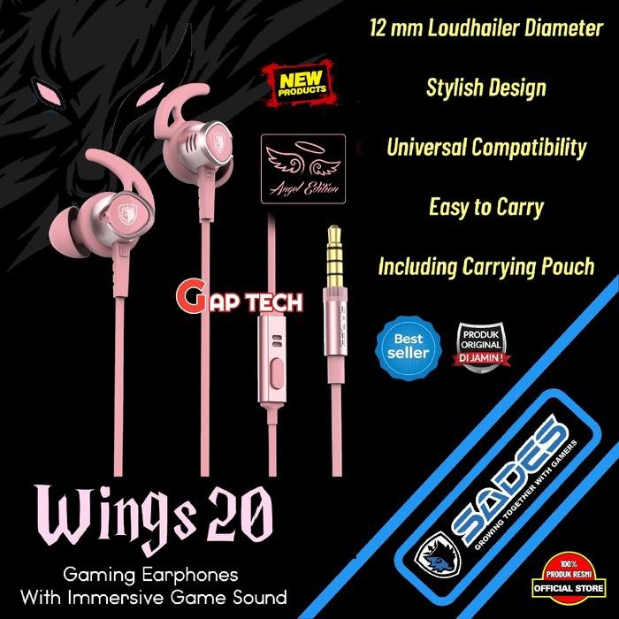 Sades Wings 20 / Wings20 SA 606 Immersive Game Gaming Earphones Original - Pink