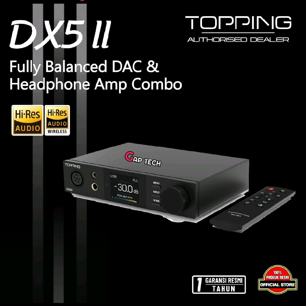 Topping DX5 II / DX 5 II / DX-5 II / DX5II Fully Balanced DAC and Headphone Amplifier Combo / DAC Amp Original - Black